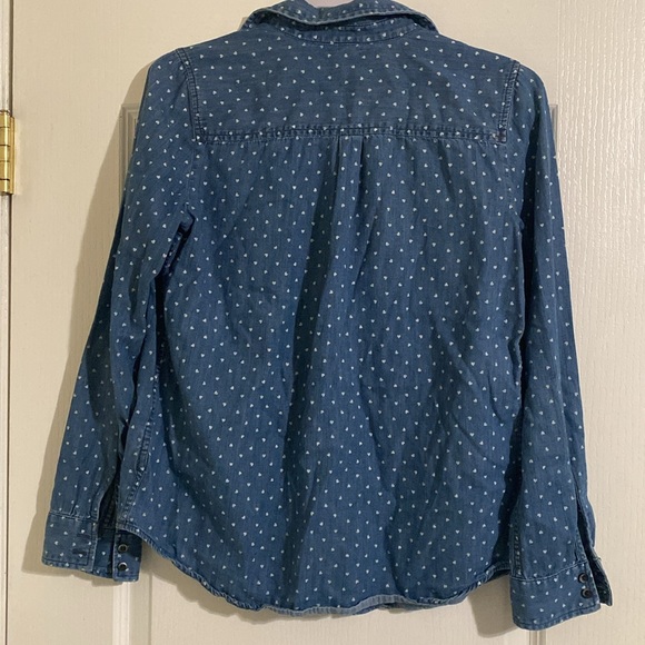 Express - Denim button down shirt with hearts - Picture 2 of 3